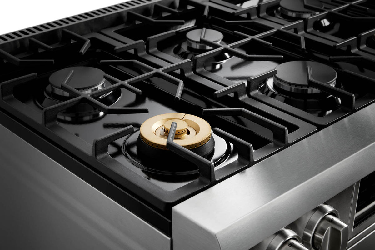 Thor Kitchen 36" Gas Range with 6.0 Cu. Ft. Self-Cleaning Oven, Air Fryer, Tilt Panel in Stainless Steel TRG3601