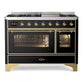 ILVE Majestic II 48 Inch Dual Fuel Range, Double Oven, 8 Burners & Griddle UM12FDNS3