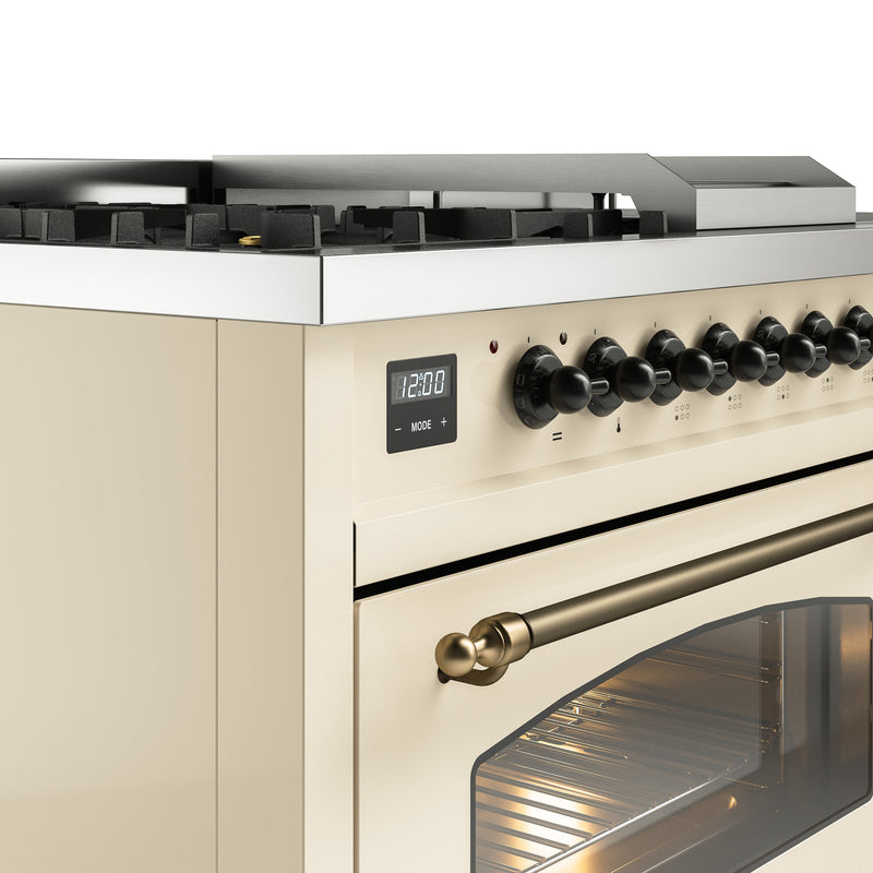 ILVE Nostalgie 48" Dual Fuel Range with 5 Sealed Burners Griddle French Top Triple Glass Door - UP48FSNMP