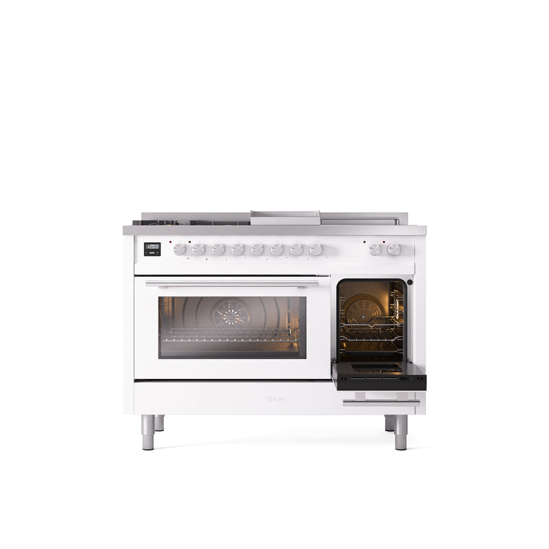 ILVE Professional Plus II 48" Dual Fuel Range with 5 Sealed Burners Griddle French Top Triple Glass Door - UP48FSWMP