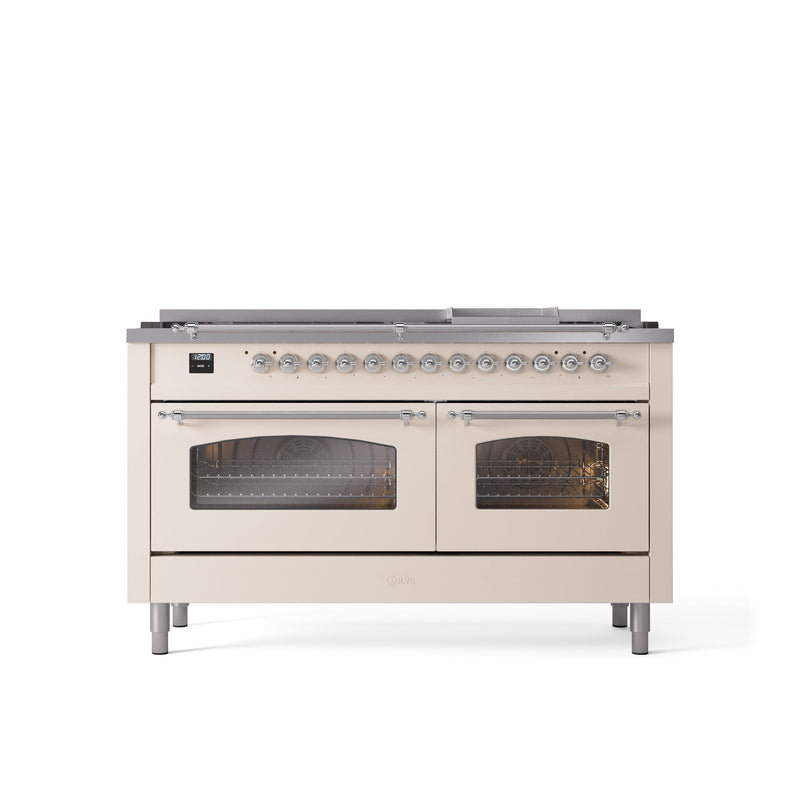 ILVE Nostalgie 60" Dual Fuel Range with 9 Sealed Burners Griddle Triple Glass Door - UP60FNMP