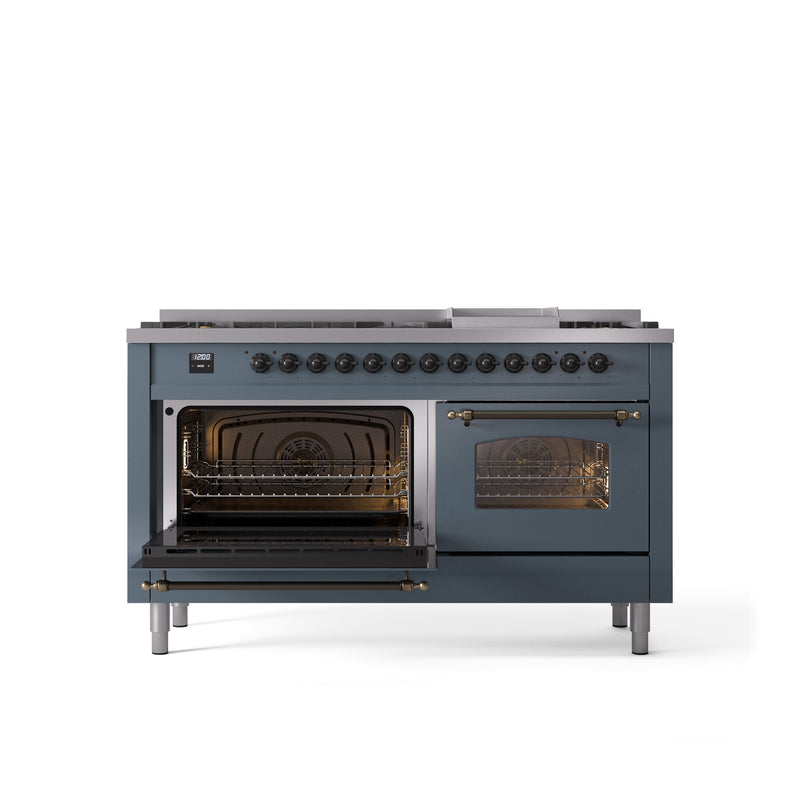 ILVE Nostalgie 60" Dual Fuel Range with 9 Sealed Burners Griddle Triple Glass Door - UP60FNMP