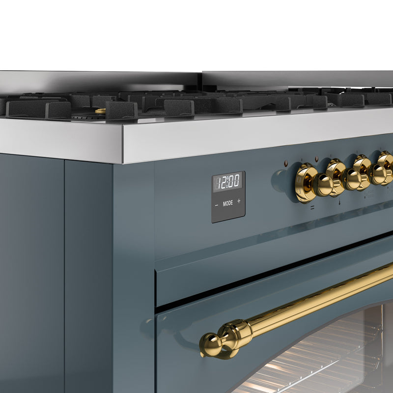 ILVE Nostalgie 60" Dual Fuel Range with 9 Sealed Burners Griddle Triple Glass Door - UP60FNMP