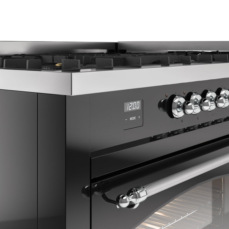 ILVE Nostalgie 60" Dual Fuel Range with 9 Sealed Burners Griddle Triple Glass Door - UP60FNMP