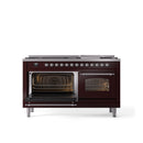 ILVE Nostalgie 60" Dual Fuel Range with 9 Sealed Burners Griddle Triple Glass Door - UP60FNMP