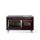 ILVE Nostalgie 60" Dual Fuel Range with 9 Sealed Burners Griddle Triple Glass Door - UP60FNMP