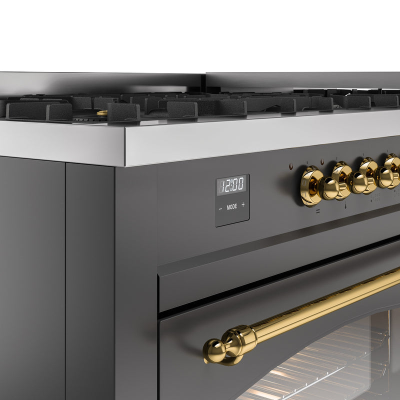 ILVE Nostalgie 60" Dual Fuel Range with 9 Sealed Burners Griddle Triple Glass Door - UP60FNMP