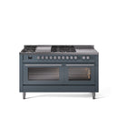ILVE Professional Plus II 60 Inch Dual Fuel Freestanding Range in Stainless Steel with Trim - UP60FSWMP