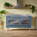 ILVE Professional Plus 60" Dual Fuel Range with 9 Sealed Burners w/Griddle Triple Glass Door - UP60FWMP