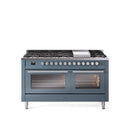 ILVE Professional Plus 60" Dual Fuel Range with 9 Sealed Burners w/Griddle Triple Glass Door - UP60FWMP