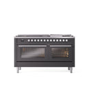 ILVE Professional Plus 60" Dual Fuel Range with 9 Sealed Burners w/Griddle Triple Glass Door - UP60FWMP