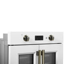 FORNO Asti 30-Inch French Door Electric Wall Oven in Black/White with Antique Brass Trim