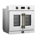 FORNO Asti 30-Inch French Door Electric Wall Oven in Black/White with Antique Brass Trim