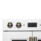 FORNO Asti 30-Inch Double Electric Wall Oven with Upper French Doors in Black/White with Antique Brass Trim