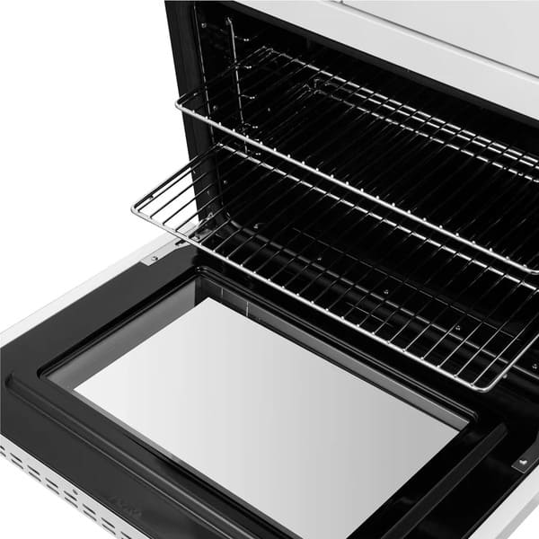 FORNO Asti 30-Inch Double Electric Wall Oven with Upper French Doors in Black/White with Antique Brass Trim
