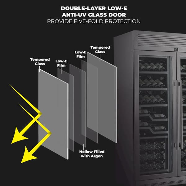 FORNO Abruzzo 48-Inch Dual Zone Wine Cooler with Clear Acrylic Holders & Stainless Trim Shelves FWCDR6611-48S