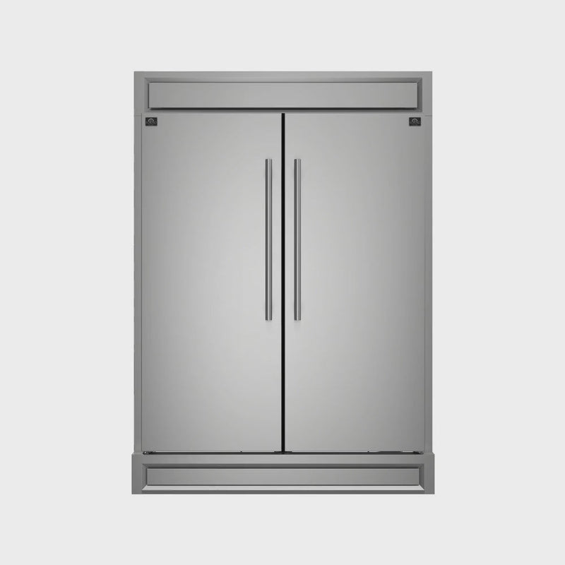Forno Appliance Package - 48" Dual Fuel Range, Wall Mount Range Hood and 60" Refrigerator with Modern Grill Trim, FBDL-017-04CAUS