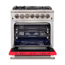 FORNO Capriasca - Titanium Professional 30" Freestanding Colored Door Gas Range FFSGS6260-30
