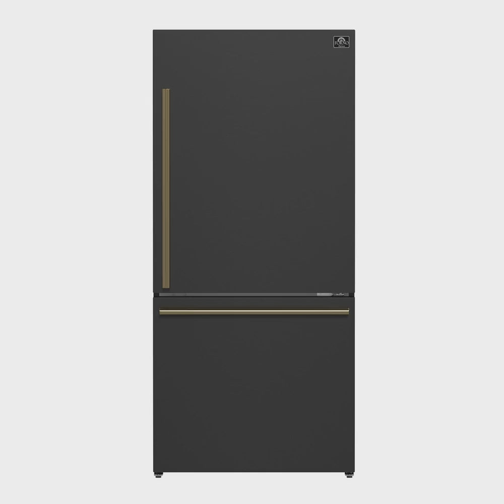 Forno Espresso Package - 30" Electric Range, Range Hood, and Refrigerator in Stainless, White, or Black