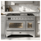 ILVE Majestic II 48 Inch Dual Fuel Range, Double Oven, 8 Burners & Griddle UM12FDNS3