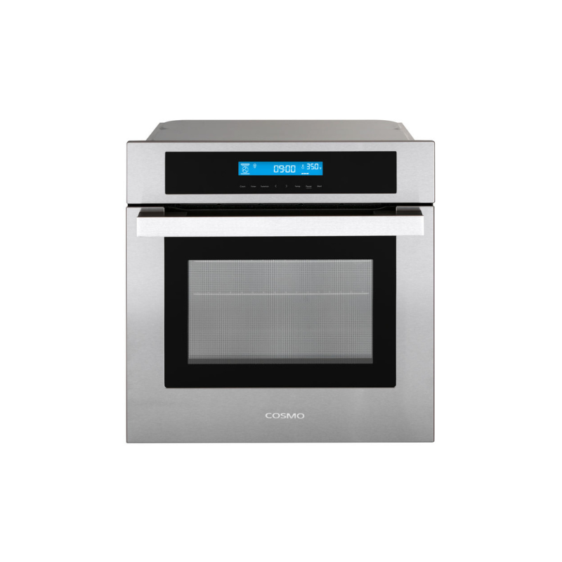 Cosmo 24 in. 2.5 cu. ft. Single Electric Wall Oven w/8 Functions and True European Convection in Stainless Steel - C106SIX-PT