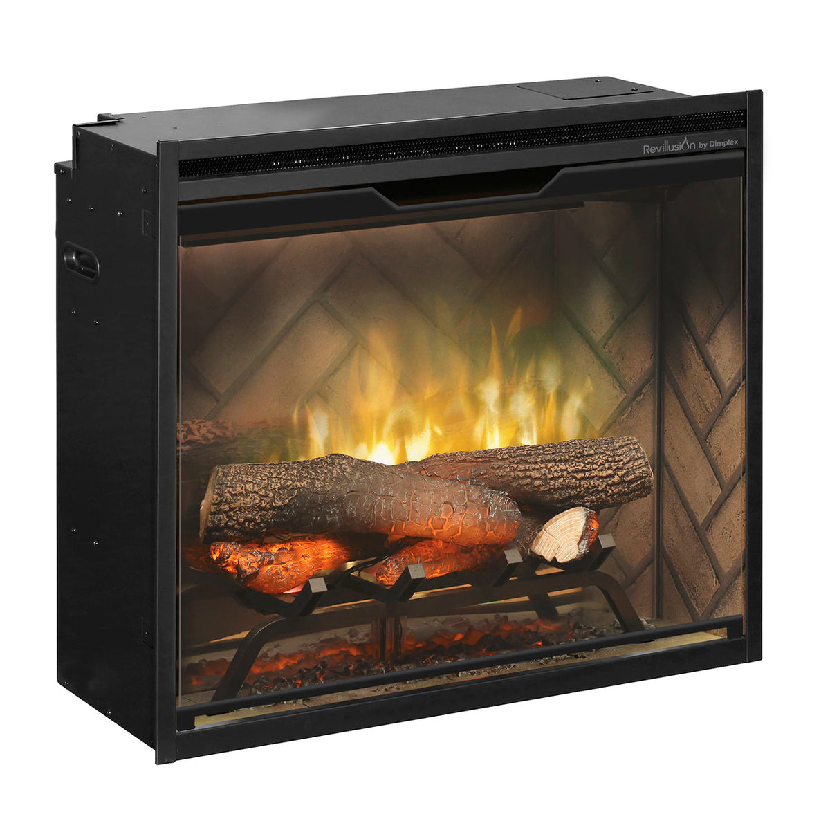 Dimplex Revillusion 24-Inch Built-In Electric Fireplace Insert Firebox Herringbone Brick