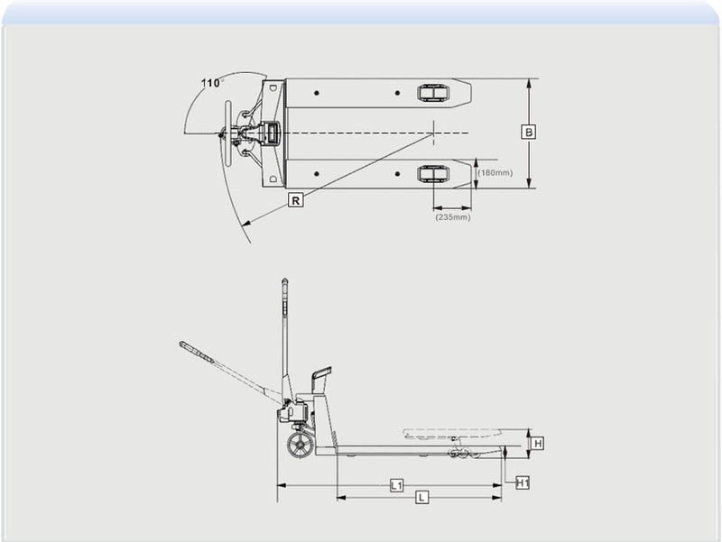 EOSLIFT Industrial Grade E20MP (Mettler Toledo Scale) Manual Pallet Jack 4,400 lbs 27 in x 48 in German Seal System with Polyurethane Wheels
