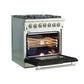Forno 30-Inch Capriasca Dual Fuel Range with 5 Gas Burners and 240v Electric Oven in Stainless Steel with Black Door (FFSGS6187-30BLK)