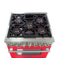 Forno 30-Inch Capriasca Dual Fuel Range with 5 Gas Burners and 240v Electric Oven in Stainless Steel with Red Door (FFSGS6187-30RED)