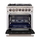 Forno 30-Inch Capriasca Gas Range with 5 Burners and Convection Oven in Stainless Steel with Black Door (FFSGS6260-30BLK)