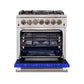 Forno 30-Inch Capriasca Gas Range with 5 Burners and Convection Oven in Stainless Steel with Blue Door (FFSGS6260-30BLU)