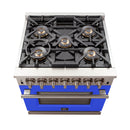 Forno 30-Inch Capriasca Gas Range with 5 Burners and Convection Oven in Stainless Steel with Blue Door (FFSGS6260-30BLU)