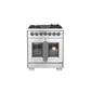 FORNO 30-Inch Capriasca Dual Fuel Range with 5 Gas Burners, 100,000 BTUs, and French Door Electric Oven in Stainless Steel - FFSGS6387-30