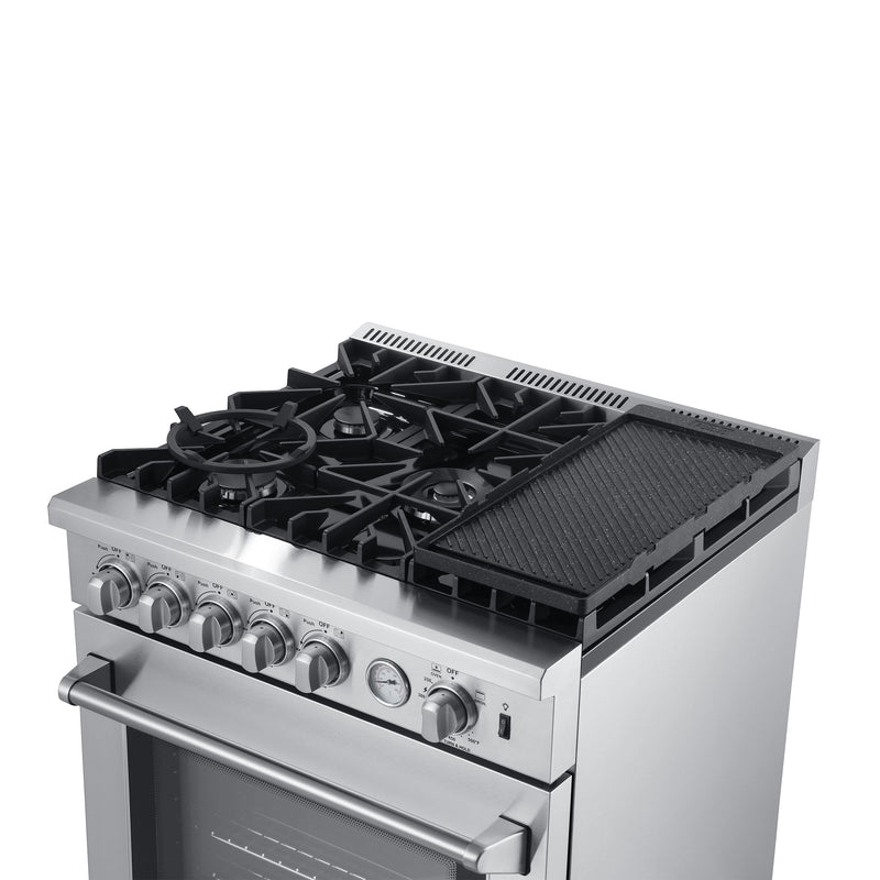 Forno 30-Inch Lazio Gas Range with 5 Sealed Burner, Air Fryer, Wok Ring, & Reversible Griddle in Stainless Steel (FFSGS6276-30)