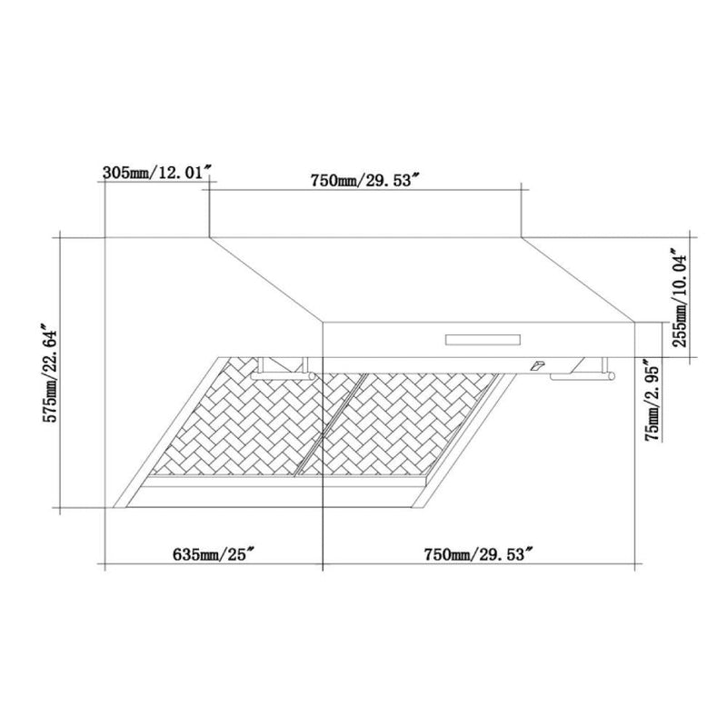 Forno 30-Inch Wall Mount Range Hood with Red Light Warmer, Shelf/Backsplash, and 600 CFM Motor (FRHWM5029-30HB)