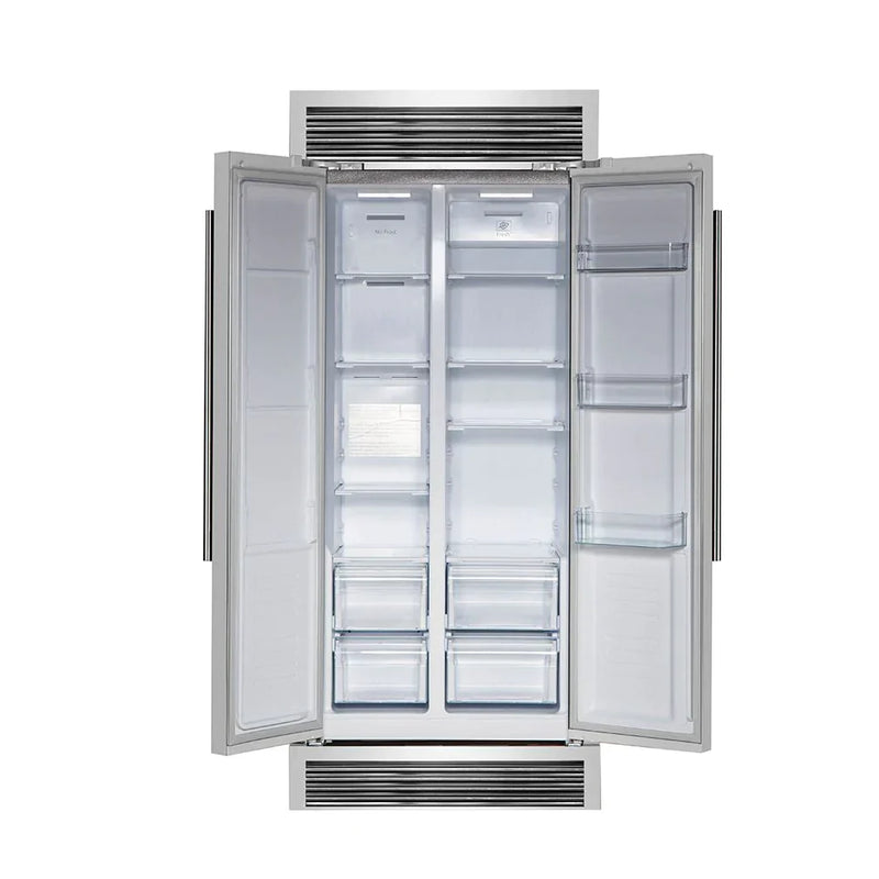 FORNO Salerno 33" Side by Side Built-in Refrigerator 15.6 cu.ft in Stainless Steel with Built-in Style Grille Trim Kit - FFRBI1805-37SG