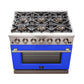 Forno 36-Inch Capriasca Gas Range with 6 Burners and Convection Oven in Stainless Steel with Blue Door (FFSGS6260-36BLU)