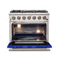 Forno 36-Inch Capriasca Gas Range with 6 Burners and Convection Oven in Stainless Steel with Blue Door (FFSGS6260-36BLU)