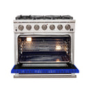 Forno 36-Inch Capriasca Gas Range with 6 Burners and Convection Oven in Stainless Steel with Blue Door (FFSGS6260-36BLU)