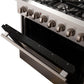 Forno 36-Inch Galiano Dual Fuel Range with 6 Gas Burners and 240v Electric Oven in Stainless Steel with Black Door (FFSGS6156-36BLK)