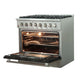Forno 36-Inch Galiano Dual Fuel Range with 6 Gas Burners and 240v Electric Oven in Stainless Steel with Black Door (FFSGS6156-36BLK)