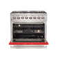 Forno 36-Inch Galiano Dual Fuel Range with 6 Gas Burners and 240v Electric Oven in Stainless Steel with Red Door (FFSGS6156-36RED)