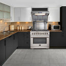 FORNO Maniago 36" Gold Freestanding Dual Fuel Range with 240v Electric Oven - 6 Burners and Convection Oven-FFSGS6156-36