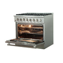 FORNO Maniago 36" Gold Freestanding Dual Fuel Range with 240v Electric Oven - 6 Burners and Convection Oven-FFSGS6156-36
