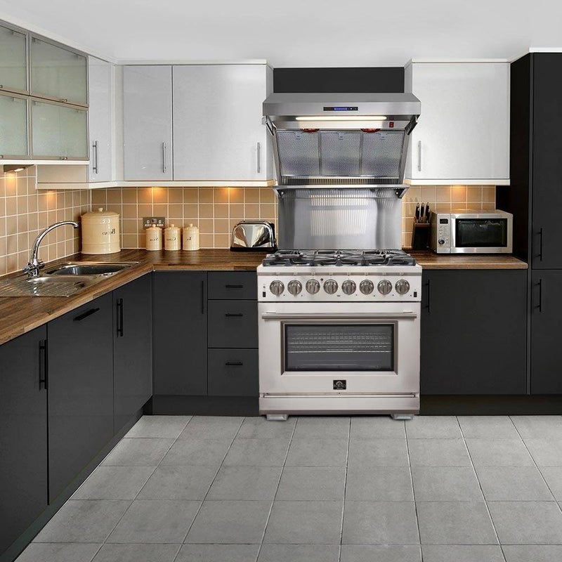 Forno 36-Inch Galiano Dual Fuel Range with 6 Gas Burners, 240v Electric Convection Oven (FFSGS6156-36)