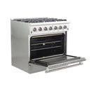 Forno Galiano 36-Inch  Gas Range with 6 Burners and Gas Convection Oven (FFSGS6244-36)