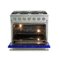 Forno 36-Inch Galiano Gas Range with 6 Gas Burners and Convection Oven in Stainless Steel with Blue Door (FFSGS6244-36BLU)