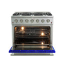 Forno 36-Inch Galiano Gas Range with 6 Gas Burners and Convection Oven in Stainless Steel with Blue Door (FFSGS6244-36BLU)