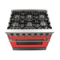 Forno 36-Inch Galiano Gas Range with 6 Gas Burners and Convection Oven in Stainless Steel with Red Door (FFSGS6244-36RED)