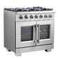 FORNO 36-Inch Capriasca Gas Range with 6 Burners, 120,000 BTUs, & French Door Gas Oven in Stainless Steel - FFSGS6460-36